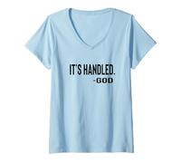 Mujer ES MANEJADO por Dios Texto Negro Diseñado Camiseta Cuello V