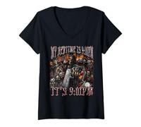 Mujer Es más allá de mi hora de dormir, divertido, pirata de memes de esqueleto duro Camiseta Cuello V