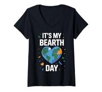 Mujer Es mi Bearth Day Día de la Tierra Bday Bday Camiseta Cuello V