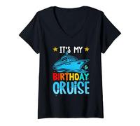 Mujer Es mi cumpleaños Cruise Familia Cumpleaños Cruising Vacaciones Camiseta Cuello V