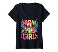 Mujer Es mi cumpleaños de mamá Loro Mamá Familia Bday Camiseta Cuello V