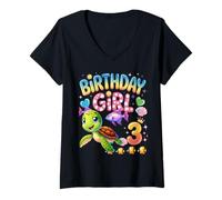 Mujer Es mi cumpleaños Sonriente Tortuga Nadando Camiseta Cuello V