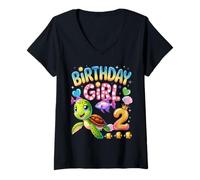 Mujer Es mi cumpleaños Sonriente Tortuga Nadando Camiseta Cuello V