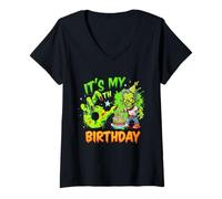 Mujer Es mi Sexto cumpleaños, Amante de los Zombis, cumpleaños de Terror de 6 años Camiseta Cuello V