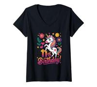 Mujer Es mi Unicornio de cumpleaños número 11 Camiseta Cuello V