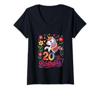 Mujer Es mi Unicornio de cumpleaños número 20 Camiseta Cuello V