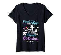 Mujer Es mi Viaje de cumpleaños Familia Cumpleaños Cruising Vacaciones Camiseta Cuello V