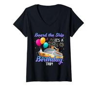Mujer Es mi Viaje de cumpleaños Familia Cumpleaños Cruising Vacaciones Camiseta Cuello V
