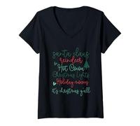 Mujer Es Navidad Y'all Santa Claus Lights Camiseta Cuello V