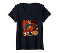 Mujer Es otoño, Todos Tienen un Ambiente Acogedor y otoñal de Halloween Camiseta Cuello V