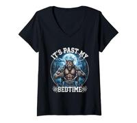Mujer Es Pasado Mi Hora De Dormir Divertido Alfa Lobo Meme Camiseta Cuello V