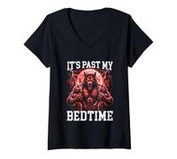 Mujer Es Pasado Mi Hora De Dormir Divertido Alfa Lobo Meme Camiseta Cuello V