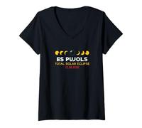 Mujer Es Pujols, España Eclipse Solar Total 2026 Camiseta Cuello V