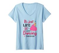 Mujer Es solo la vida, así que sigue bailando - Pink Witchy Camiseta Cuello V