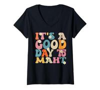 Mujer Es un buen día para hacer maestros de matemáticas Mujeres Niños Matemáticas divertidas Camiseta Cuello V