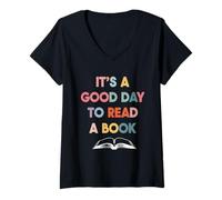 Mujer Es un Buen día para Leer una Lectura de la Biblioteca para Amantes de los Libros Camiseta Cuello V