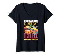 Mujer Es un Buen día para Tocar Ukelele músico Hawaiano Camiseta Cuello V