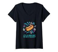 Mujer Es un Mal día para ser un Glizzy Hotdog al Estilo Retro de los 90 Camiseta Cuello V