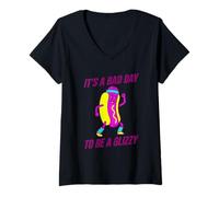 Mujer Es Un Malo Día para Ser Un Glizzy Funny Hotdog Corriendo Meme Camiseta Cuello V