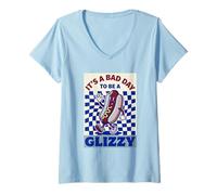 Mujer Es Un Malo Día para Ser Un Glizzy Funny Hotdog Retro Meme Camiseta Cuello V