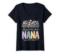 Mujer Es una bendición ser Llamada Nana Floral Design Camiseta Cuello V