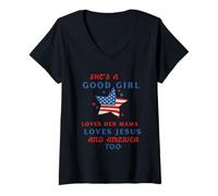 Mujer Es Una Buena Chica, Quiere A Su Mamá, A Jesús Y También A Camiseta Cuello V