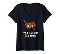 Mujer Es una Cosa de papá e Hijo, día del Padre, béisbol, Hijo Camiseta Cuello V