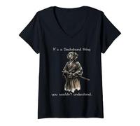Mujer Es una Cosa de Perro Salchicha Que no entenderías Funny Samurai D Camiseta Cuello V