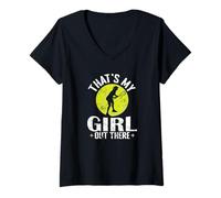 Mujer ESA ES MI CHICA FUERA Declaración de tenis Camiseta Cuello V