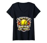 Mujer Esa es mi Hermana ahí Fuera Orgulloso Hermano de Softbol Hermano Camiseta Cuello V