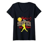 Mujer Esa es mi Hermana ahí Fuera - Softball Sister Softballer Camiseta Cuello V