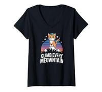 Mujer Escala a todos los gatos Meowntain al aire libre Camiseta Cuello V