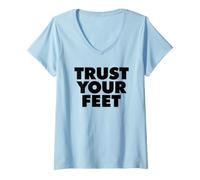 Mujer Escalada en Roca Boulder Confía en Tus pies Camiseta Cuello V