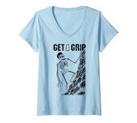 Mujer Escalador Escalador Esqueleto Get A Grip Escaladores Halloween Camiseta Cuello V