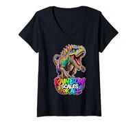 Mujer Escalas arcoíris para Todos los Dinosaurios rugientes Camiseta Cuello V