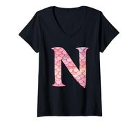 Mujer Escamas de sirena rosa N estilo encantador Camiseta Cuello V