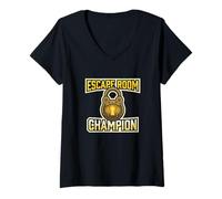 Mujer Escape Room Entusiasta Campeón Puzzle Game Master Camiseta Cuello V