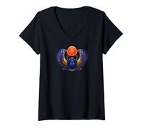 Mujer Escarabajo Alado, Egipcio, ilustración, Egipto Camiseta Cuello V