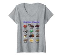 Mujer Escarabajos del Mundo Lindos Insectos Kawaii Camiseta Cuello V