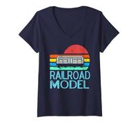 Mujer Escena Retro de Tren subterráneo Urbano Camiseta Cuello V