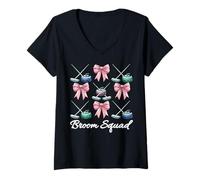 Mujer Escoba Escuadrón Curling Stone Jugador Chica Mamá Coqueta Arco Camiseta Cuello V