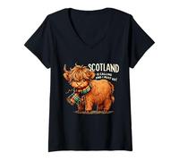 Mujer Escocia está Llamando y Debo irme de Vacaciones a Escocia Camiseta Cuello V