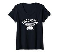 Mujer Escondido, California, EE. UU., Cali Bear, San Diego, SD Surf Camiseta Cuello V