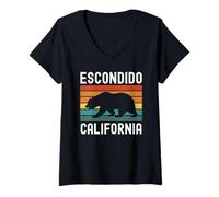 Mujer Escondido, California, EE. UU., Cali Bear, San Diego, SD Surf Camiseta Cuello V