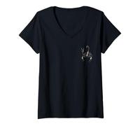 Mujer Escorpión Rock Gesture Cool Scorpion Retro Rock Music Lover Camiseta Cuello V