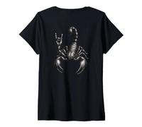 Mujer Escorpión Rock Gesture Cool Scorpion Retro Rock Music Lover Camiseta Cuello V