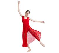 Mujer Escote Drapeado Lírica Contempornánea Praise Vestido Latina Traje Ballet Mujer Leotardo Body de Gimnasia Dancewear Maillot Gimnasia Ritmica Disfraz Bailarina Tutu Rojo s