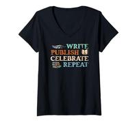 Mujer Escritor Arte Para Hombres Mujeres Novela Escritura Poeta Publicado Autor Camiseta Cuello V