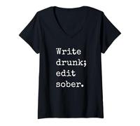 Mujer Escritura Creativa Humor: Escribir Edición Gratis Diseño Claro Camiseta Cuello V