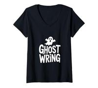 Mujer Escritura Fantasma Divertido Dicho Halloween Fantasma Mujeres Hombres Camiseta Cuello V
